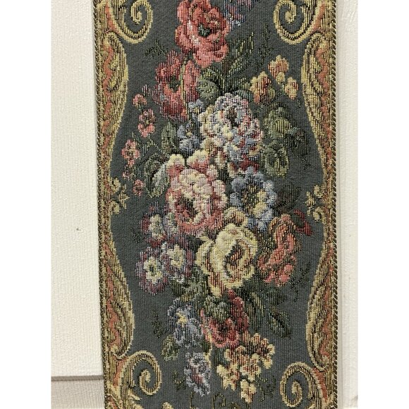 Vintage Floral Tapestry Ornate Gold Brass Butler's / Bell Pull Victorian Pink - Picture 11 of 13
